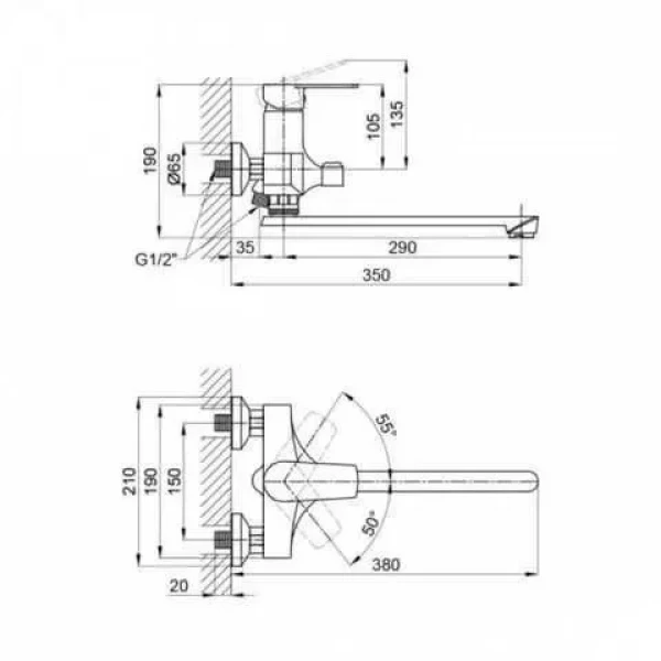 Смеситель для ванны SLAT SLT-C006W белый