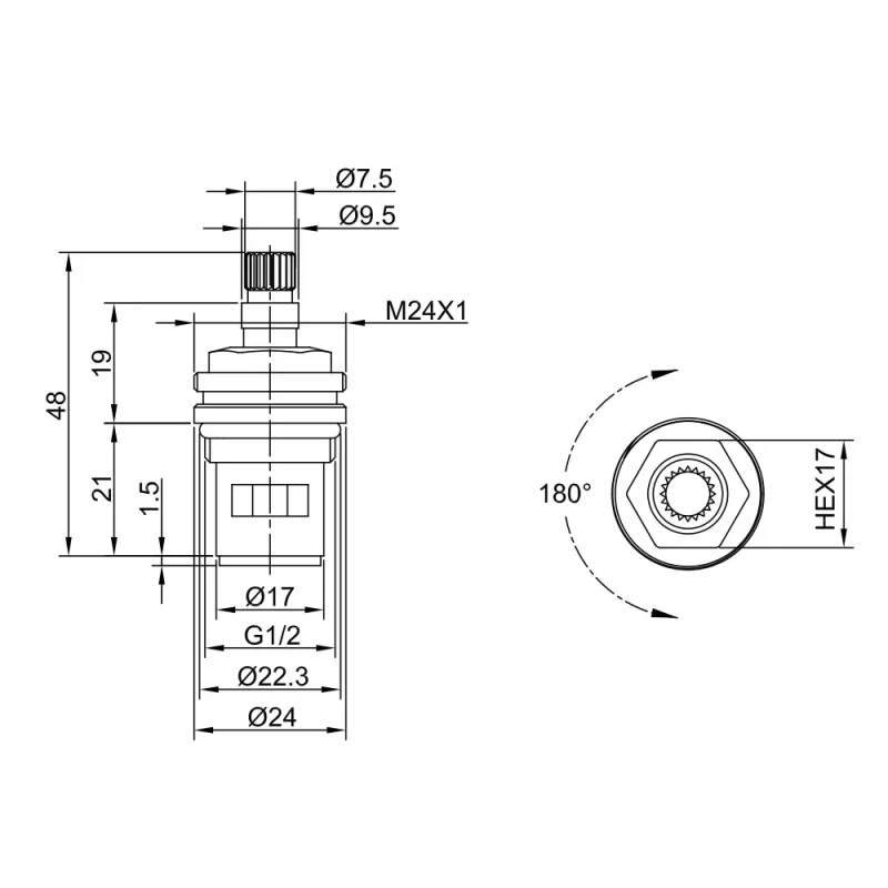 Кран-букса FRAP F52-16 на 20 шлицев, поворот 180°
