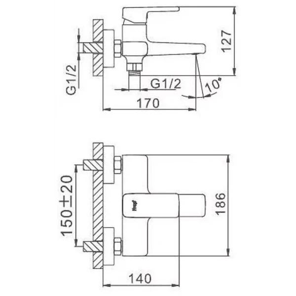 Смеситель для ванны FRAP F3260 хромированный
