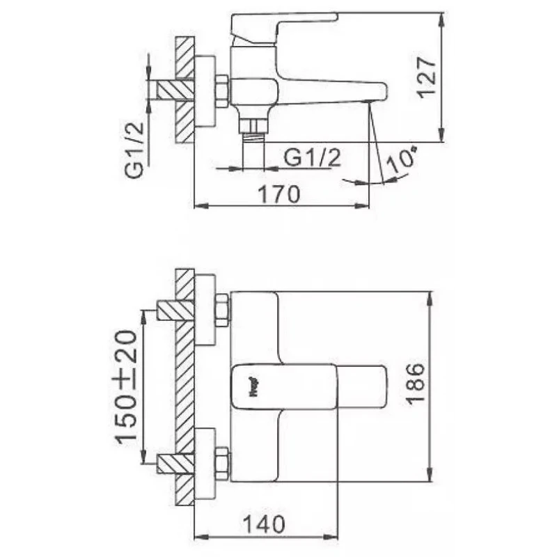 Смеситель для ванны FRAP F3260 хромированный