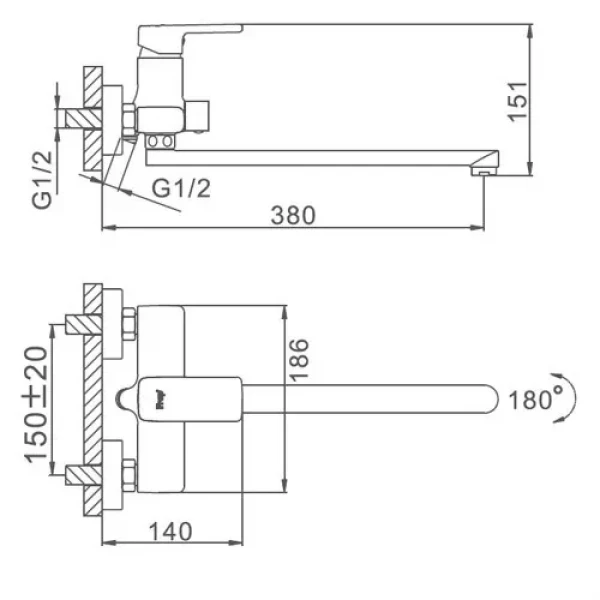 Смеситель для ванны FRAP F2260 хромированный