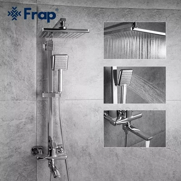 Душевая система FRAP F2460 с поворотным изливом, переключателем на лейку/душ, 1 режим, хром