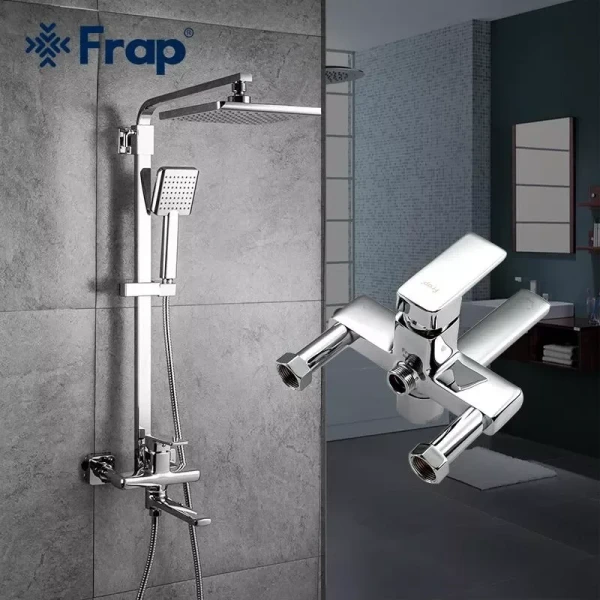 Душевая система FRAP F2460 с поворотным изливом, переключателем на лейку/душ, 1 режим, хром