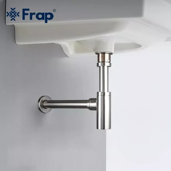 Сифон для раковини Frap F82-5 під донний клапан, латунь, сатин