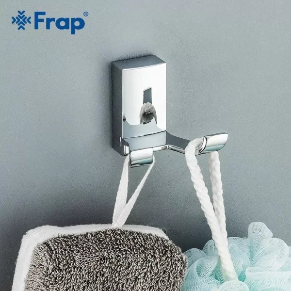 Гачок подвійний для ванної Frap F1805-2 з 2-ма накладками, білий/хром