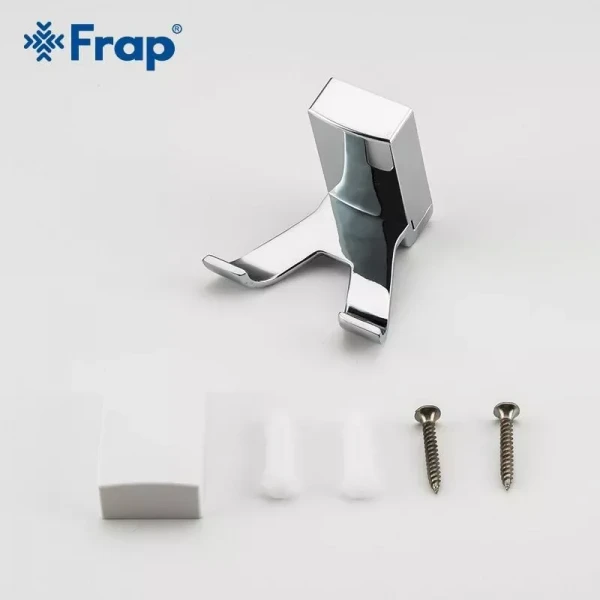 Гачок подвійний для ванної Frap F1805-2 з 2-ма накладками, білий/хром