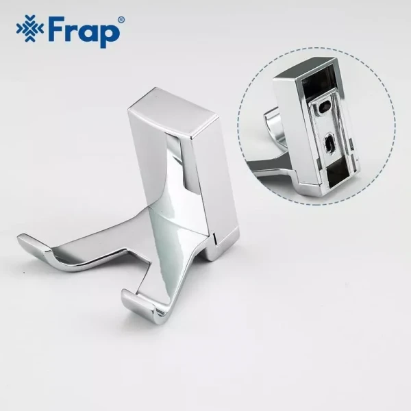 Гачок подвійний для ванної Frap F1805-2 з 2-ма накладками, білий/хром
