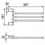 Рушникотримач поворотний потрійний Frap F1813 з 2-ма накладками, 397 мм, білий/хром