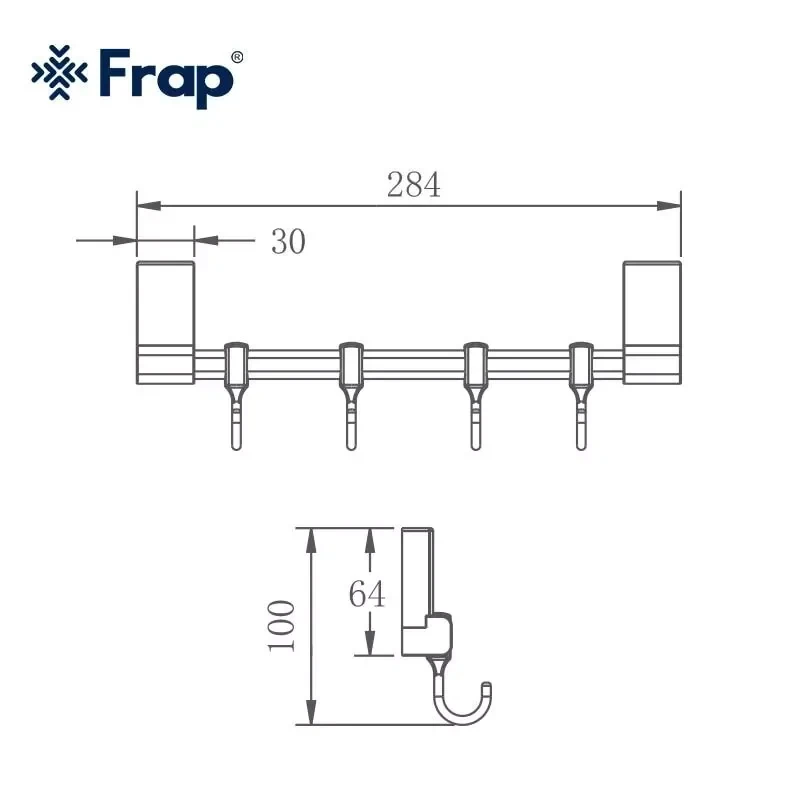 Вешалка FRAP F1815-4 на 4 подвижных крючка 284 мм белая/хром с 2-мя накладками