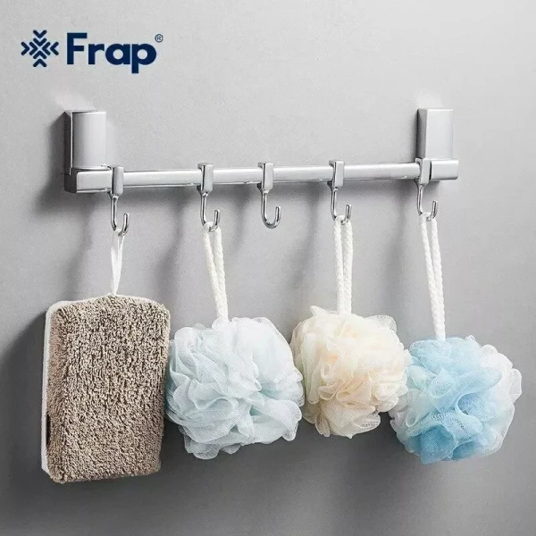 Вешалка FRAP F1815-5 на 5 подвижных крючков 284 мм белая/хром