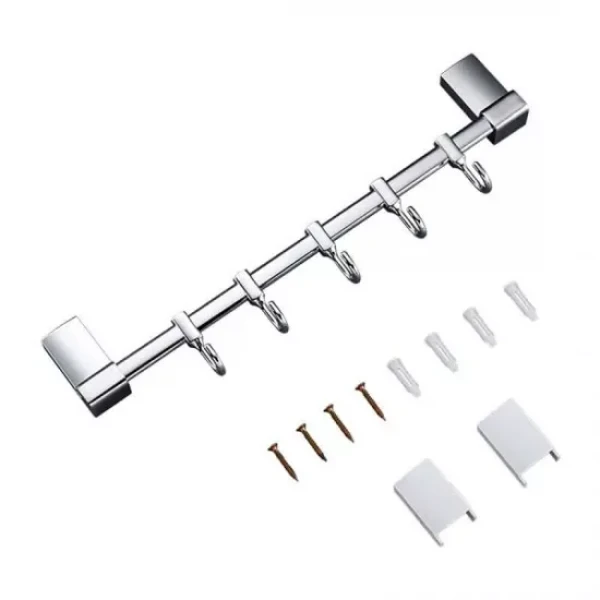 Вешалка FRAP F1815-5 на 5 подвижных крючков 284 мм белая/хром