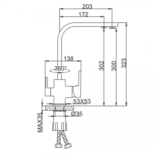 Смеситель для кухни FRAP F4360 хромированный с подключением фильтра питьевой воды