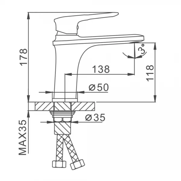 Смеситель для умывальника FRAP F1049-6 черный/хром
