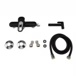 Змішувач для душ з гігієнічною лійкою Frap F2049-6, чорний/хром