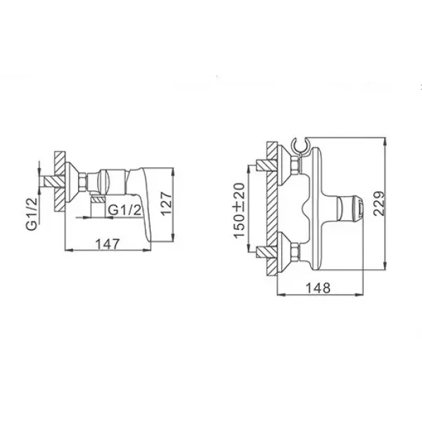 Змішувач для душ з гігієнічною лійкою Frap F2049-6, чорний/хром