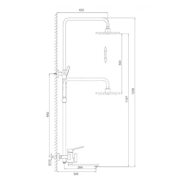 Душевая система FRAP F2449-6 с поворотным изливом-переключателем на лейку 3 режима черный/хром