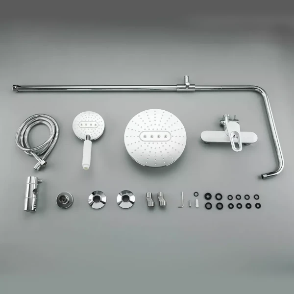 Душева система Frap F2449-20, перемикач на лійку, 3 режими, білий/хром