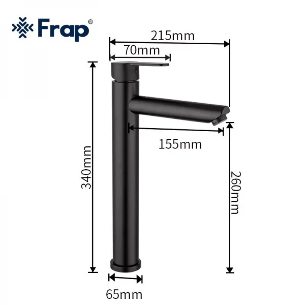 Смеситель для умывальника FRAP F10801-62 высокий черный