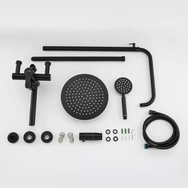 Душевая система FRAP F24801-6 с поворотным изливом черная, переключатель на лейку, 1 режим