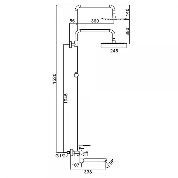 Душевая система FRAP F24801-6 с поворотным изливом черная, переключатель на лейку, 1 режим