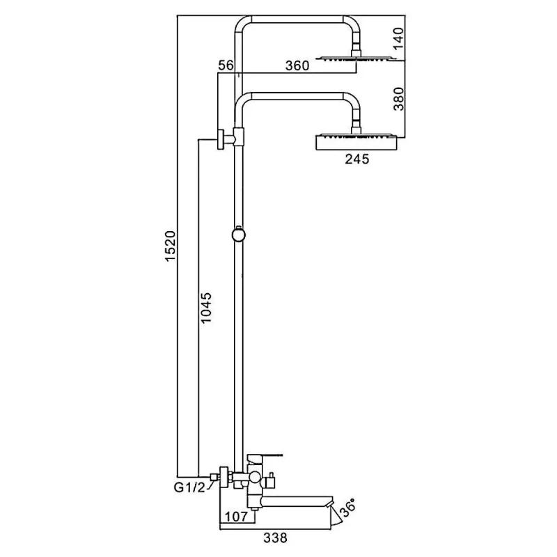 Душевая система FRAP F24801-6 с поворотным изливом черная, переключатель на лейку, 1 режим