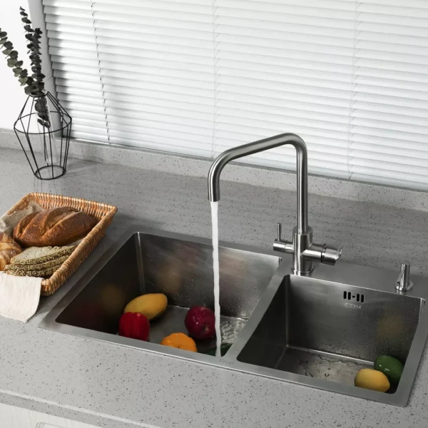 Смеситель для кухни Frap F43801 на две воды сатиновый