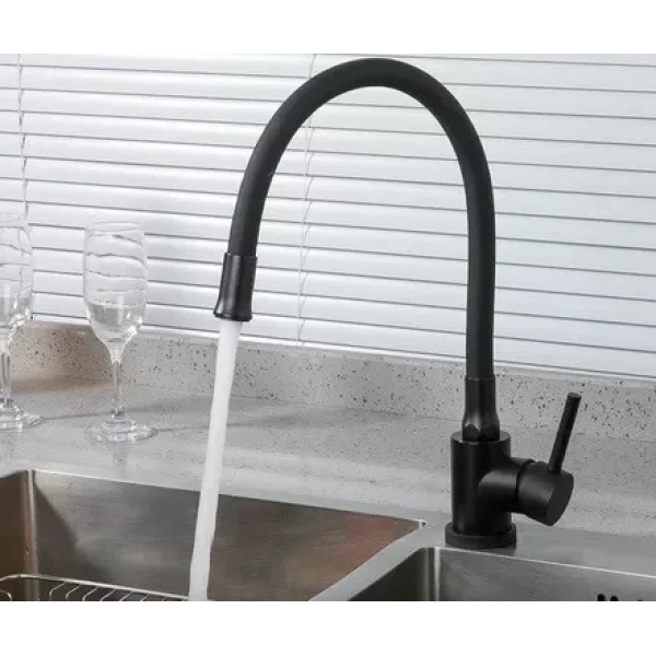 Змішувач для кухні Frap F40994-6 з гнучким виливом, чорний