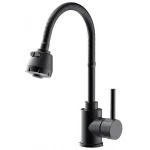 Смеситель для кухни FRAP F40993-6 с гибким изливом, 2 режима, черный