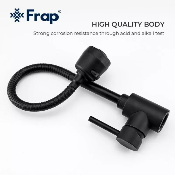 Смеситель для кухни FRAP F40993-6 с гибким изливом, 2 режима, черный