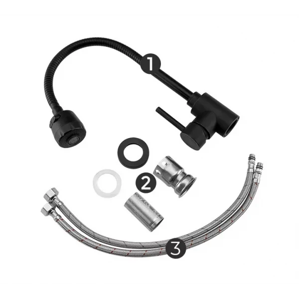 Смеситель для кухни FRAP F40993-6 с гибким изливом, 2 режима, черный