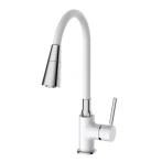 Смеситель для кухни FRAP F4044-8 с гибким изливом 2 режима белый/хром