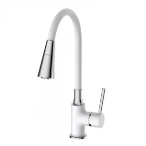 Смеситель для кухни FRAP F4044-8 с гибким изливом 2 режима белый/хром