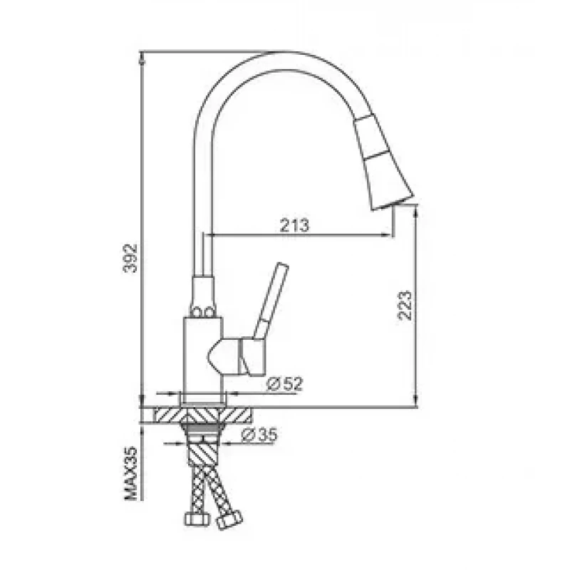 Смеситель для кухни FRAP F4044-8 с гибким изливом 2 режима белый/хром