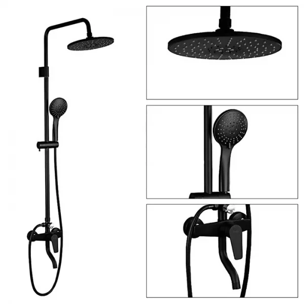 Душевая система FRAP F2429 черная с переключателем на лейку, 5 режимов