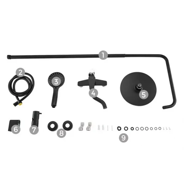 Душевая система FRAP F2429 черная с переключателем на лейку, 5 режимов