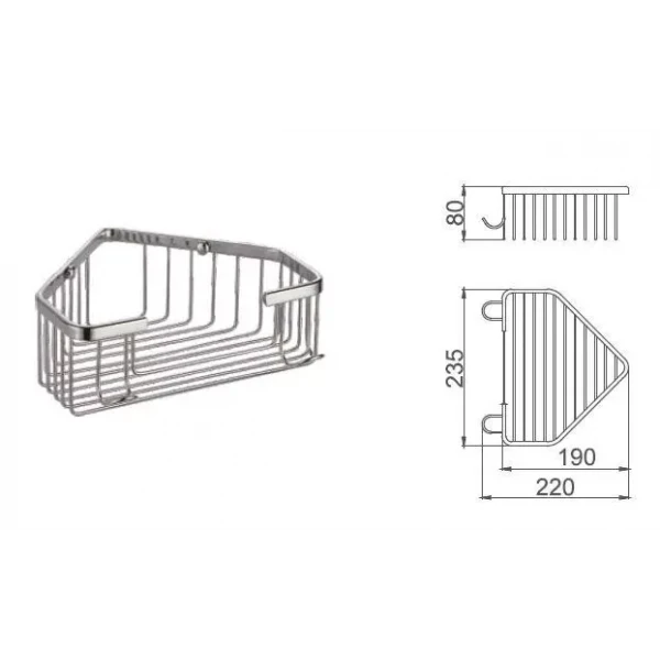 Полка угловая FRAP F351 240х80 мм нержавеющая сталь хромированная