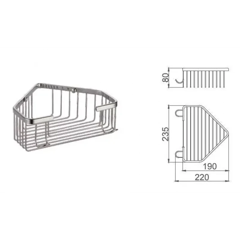 Полиця кутова Frap F351, 240х80 мм, нержавіюча сталь, хром