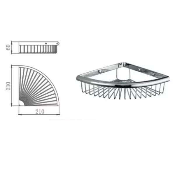 Полка угловая FRAP F352 240х60 мм нержавеющая сталь хромированная