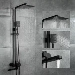 Душевая система FRAP F24802-6 черная с переключателем на лейку, 1 режим