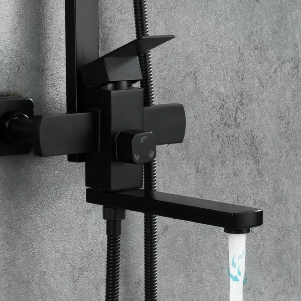 Душевая система FRAP F24802-6 черная с переключателем на лейку, 1 режим