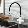 Смеситель для кухни GAPPO G4348 с гибким изливом белый/хром