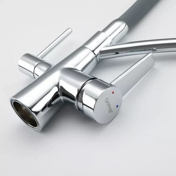 Смеситель для кухни GAPPO G4398-17 серый/хром с гибким изливом на две воды