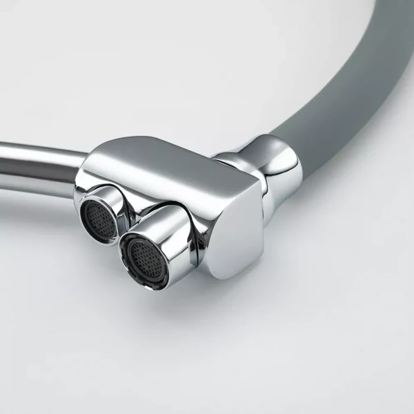 Смеситель для кухни GAPPO G4398-17 серый/хром с гибким изливом на две воды