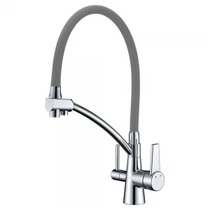 Смеситель для кухни GAPPO G4398-17 серый/хром с гибким изливом на две воды