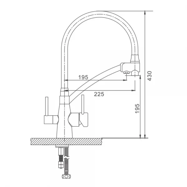 Смеситель для кухни GAPPO G4398-17 серый/хром с гибким изливом на две воды