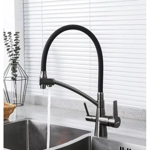 Смеситель для кухни GAPPO G4398-19 с гибким изливом оружейная сталь