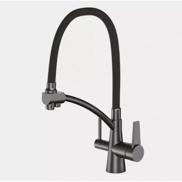 Смеситель для кухни GAPPO G4398-19 с гибким изливом оружейная сталь