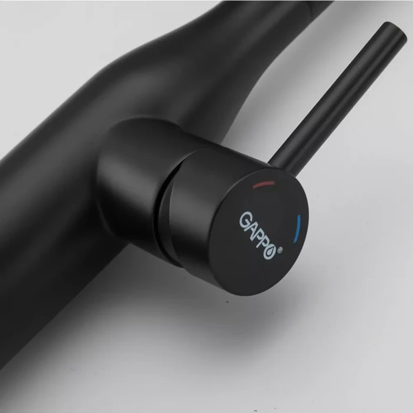 Смеситель для кухни GAPPO G4398-46 с выдвижным изливом, 2 режима, черный