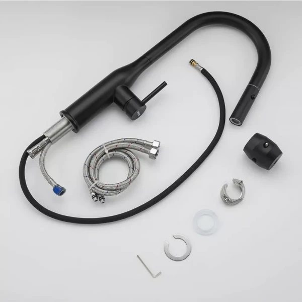 Смеситель для кухни GAPPO G4398-46 с выдвижным изливом, 2 режима, черный