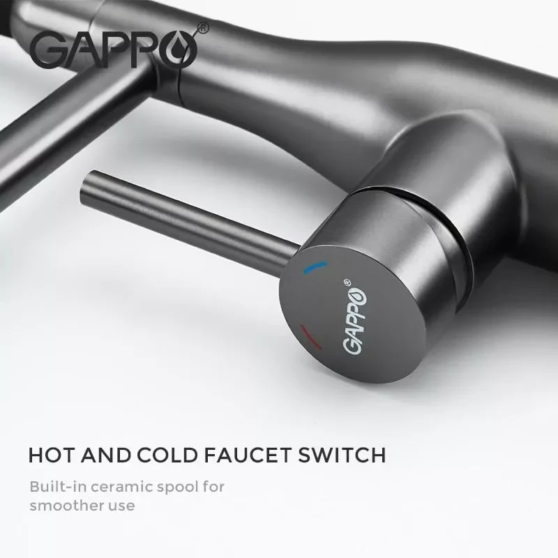Смеситель для кухни GAPPO G4398-51 с гибким изливом, 2 режима черный